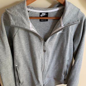 Nike Women's Grey Heather Tech Fleece Hooded Front Zip Jacket M
